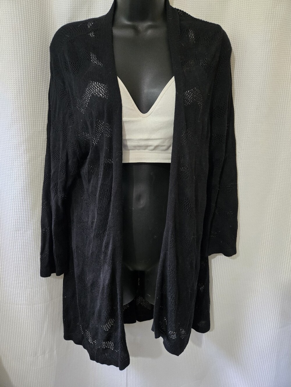 croft & barrow Black Open-Front Lightweight Knit Cardigan